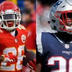 Kansas City Chiefs RB Damien Williams and New England Patriots RB Sony Michel