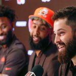 Cleveland Browns QB Baker Mayfield and WRs Odell Beckham Jr and Jarvis Landry